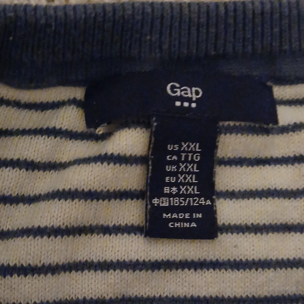 GAP Navy and Cream Striped Sweater Size XXL Mens